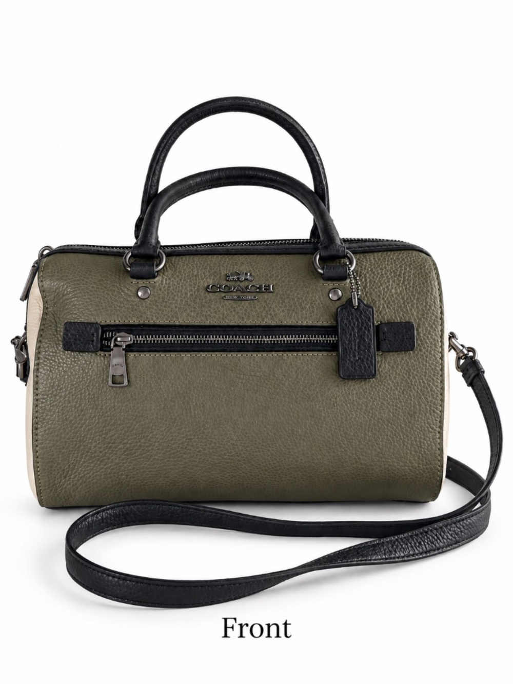 Coach Rowan Satchel Colorblock Kelp Multi Olive Cream Style 3075